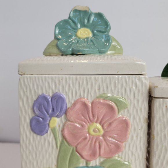 Handmade Floral Containers Ceramic Textured 90's - Picture 2 of 16